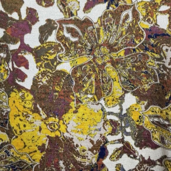 John Mark Floral Tunic Top Small Brown Asymmetric Hem Sheer Artsy Lagenlook Boho - Picture 4 of 8